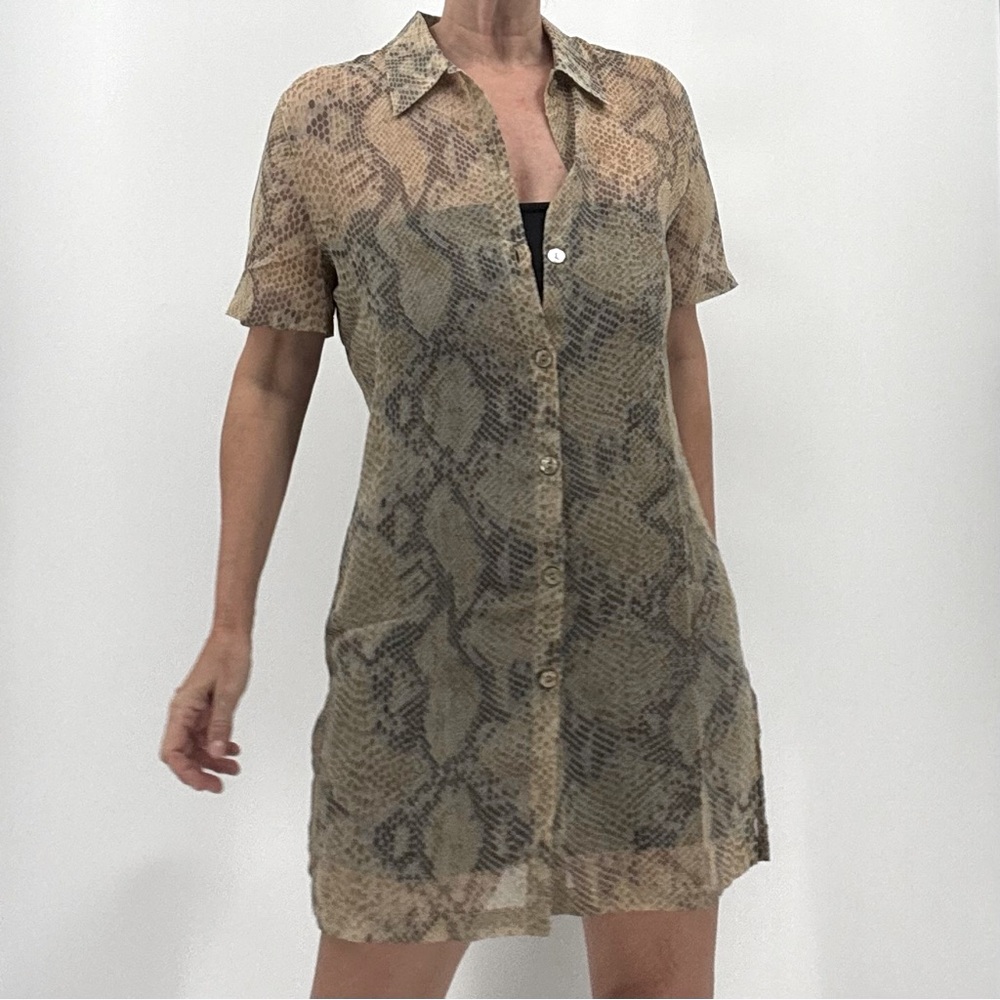 La Perla Anna Club Python Animal Print Sheer Beach Swim Coverup Tunic Top